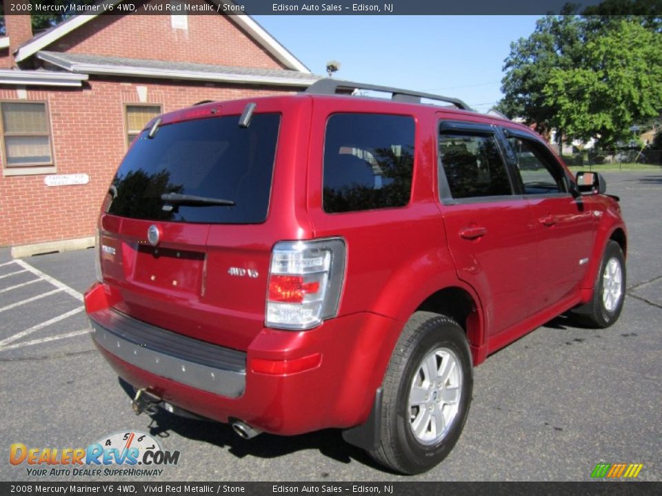2008 Mercury Mariner V6 4WD Vivid Red Metallic / Stone Photo #7