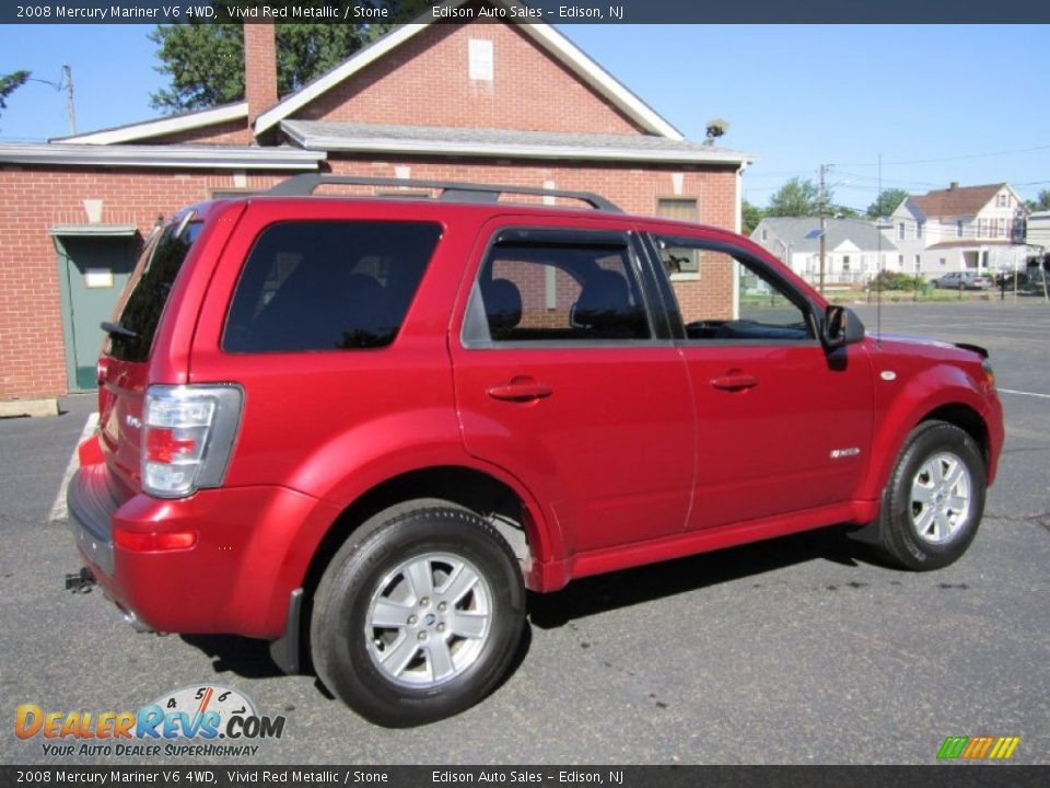 2008 Mercury Mariner V6 4WD Vivid Red Metallic / Stone Photo #8