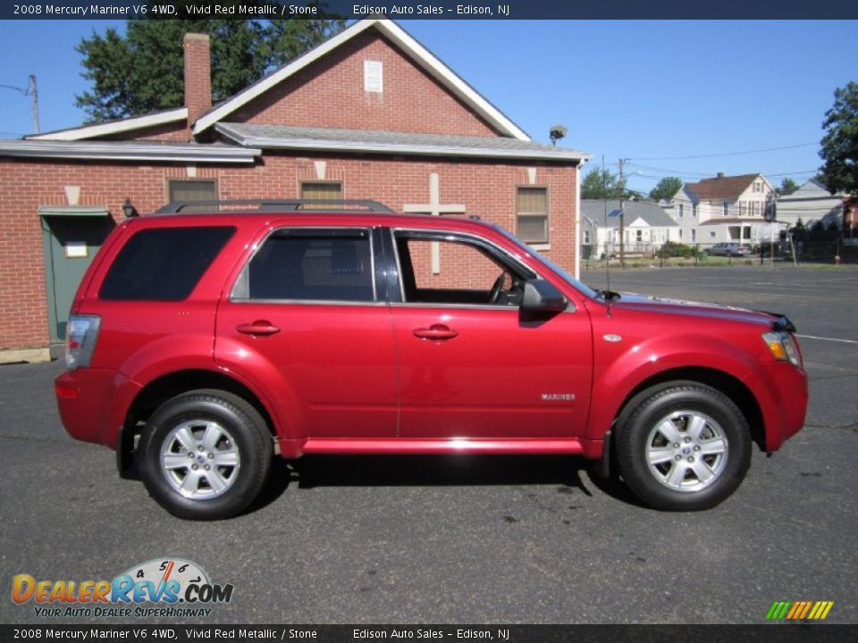 2008 Mercury Mariner V6 4WD Vivid Red Metallic / Stone Photo #9