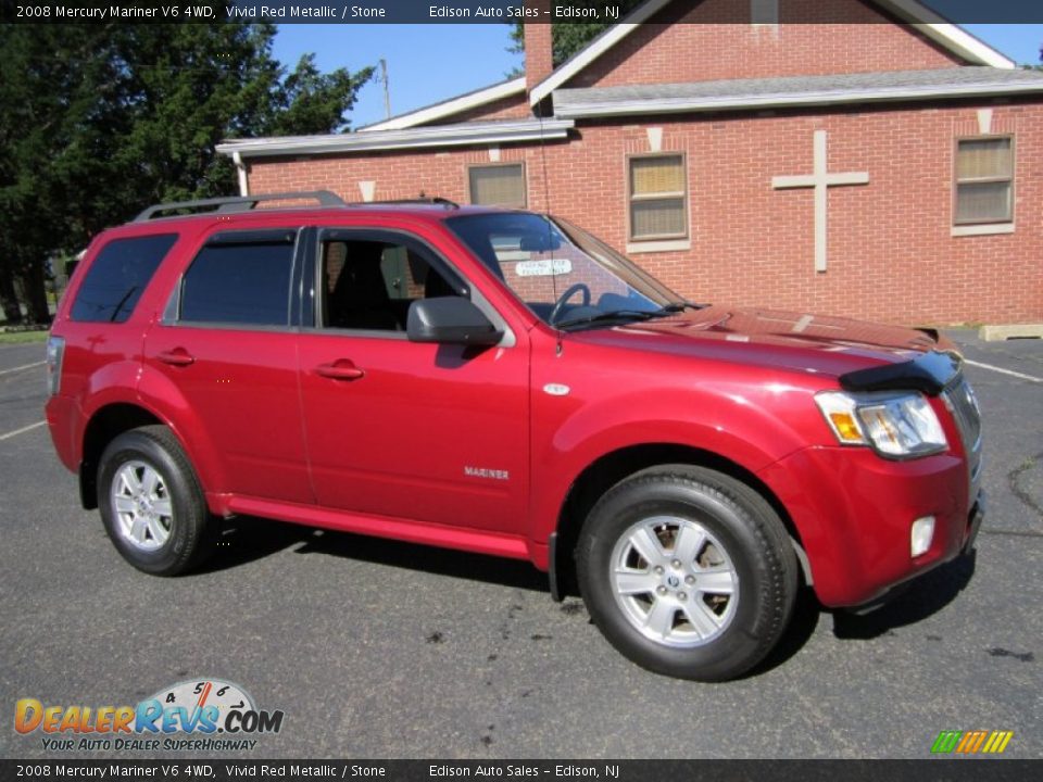 2008 Mercury Mariner V6 4WD Vivid Red Metallic / Stone Photo #10