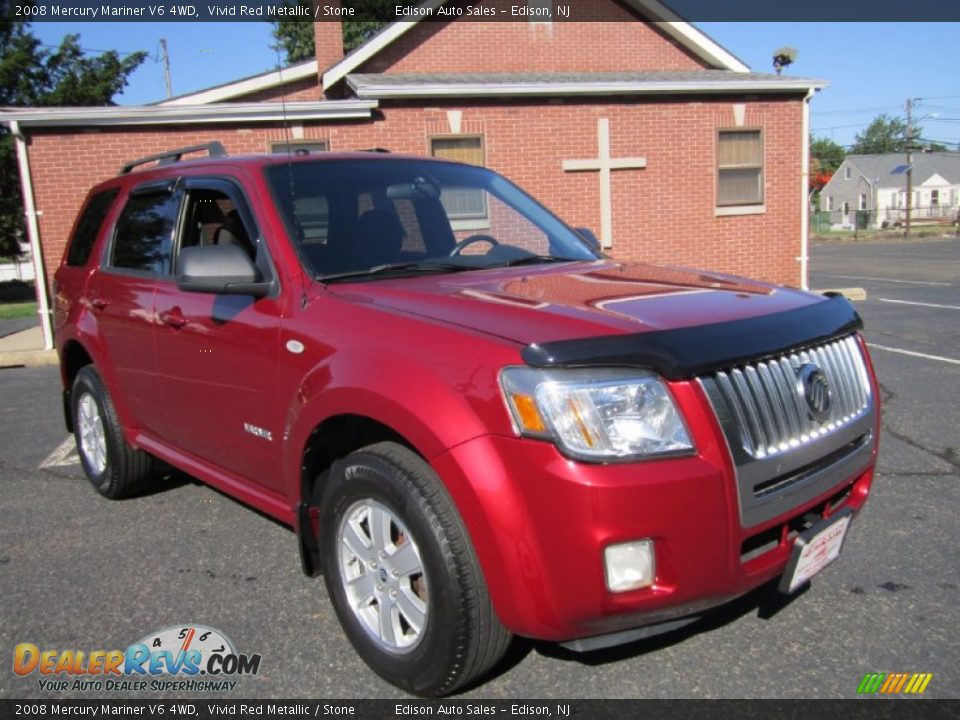 2008 Mercury Mariner V6 4WD Vivid Red Metallic / Stone Photo #11