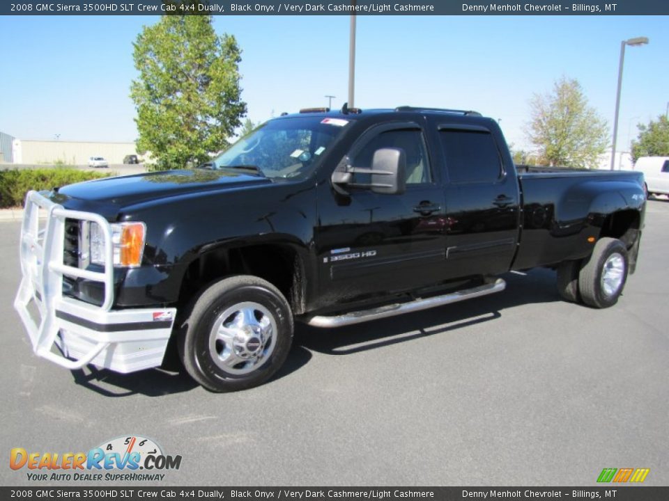 2008 GMC Sierra 3500HD SLT Crew Cab 4x4 Dually Black Onyx / Very Dark Cashmere/Light Cashmere Photo #1