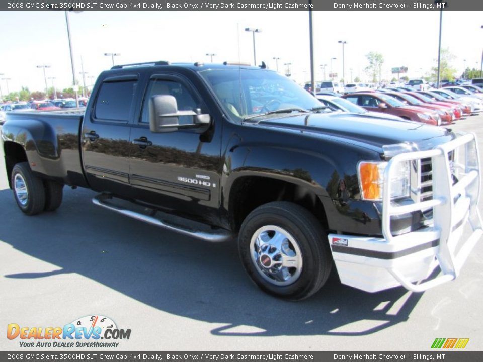 2008 GMC Sierra 3500HD SLT Crew Cab 4x4 Dually Black Onyx / Very Dark Cashmere/Light Cashmere Photo #8