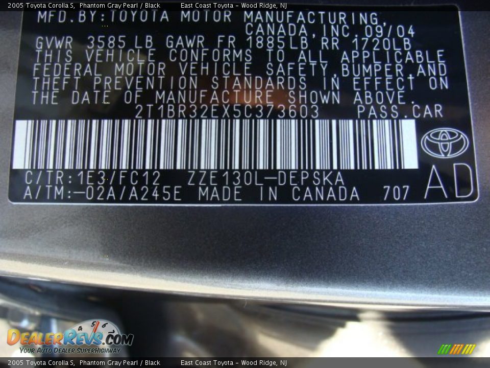 2005 Toyota Corolla S Phantom Gray Pearl / Black Photo #15