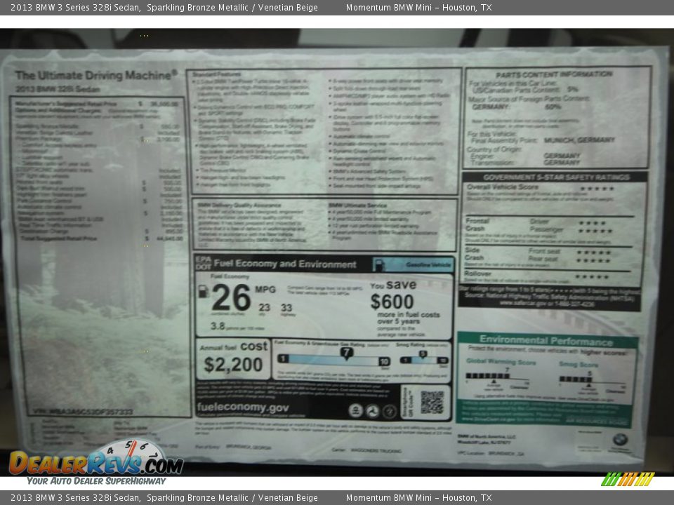 2013 BMW 3 Series 328i Sedan Sparkling Bronze Metallic / Venetian Beige Photo #27