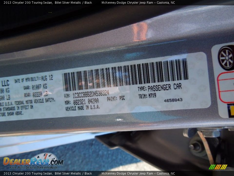 2013 Chrysler 200 Touring Sedan Billet Silver Metallic / Black Photo #7