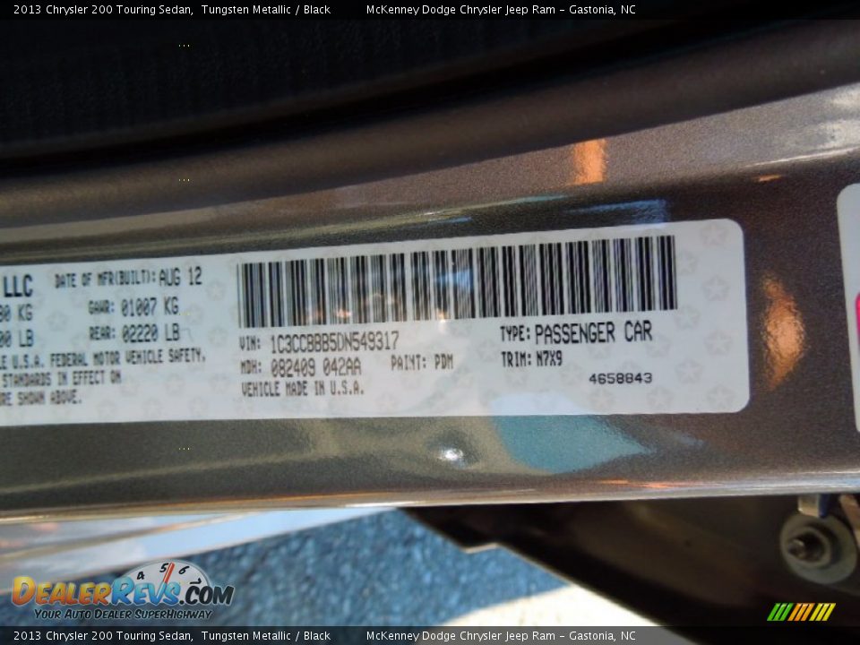 2013 Chrysler 200 Touring Sedan Tungsten Metallic / Black Photo #7