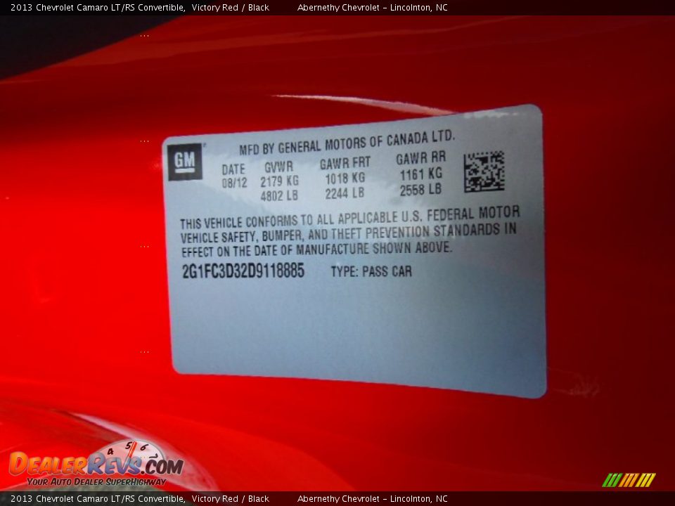 2013 Chevrolet Camaro LT/RS Convertible Victory Red / Black Photo #8