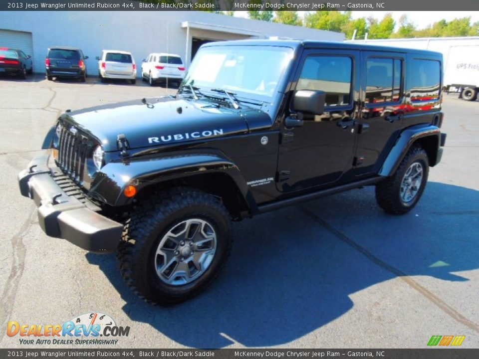 2013 Jeep Wrangler Unlimited Rubicon 4x4 Black / Black/Dark Saddle Photo #2