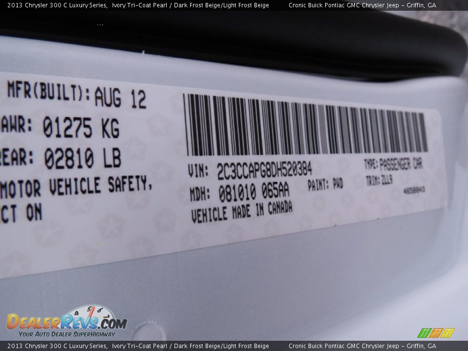 2013 Chrysler 300 C Luxury Series Ivory Tri-Coat Pearl / Dark Frost Beige/Light Frost Beige Photo #21