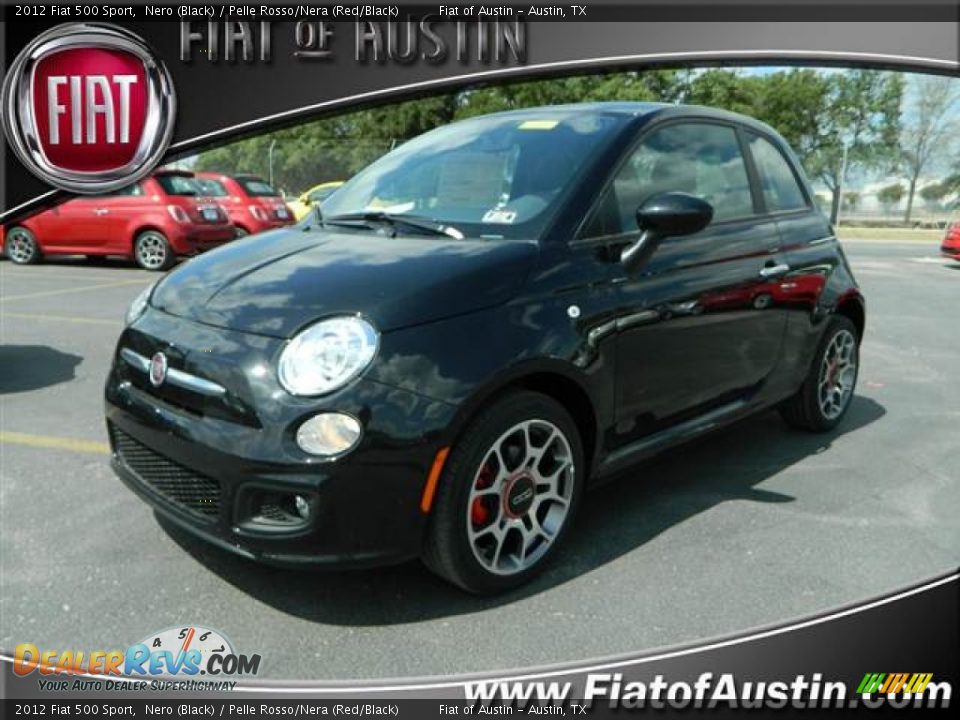 2012 Fiat 500 Sport Nero (Black) / Pelle Rosso/Nera (Red/Black) Photo #1