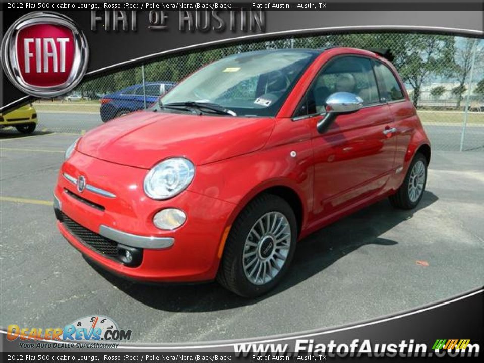 2012 Fiat 500 c cabrio Lounge Rosso (Red) / Pelle Nera/Nera (Black/Black) Photo #1