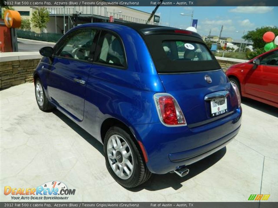 2012 Fiat 500 c cabrio Pop Azzurro (Blue) / Tessuto Grigio/Avorio (Grey/Ivory) Photo #2
