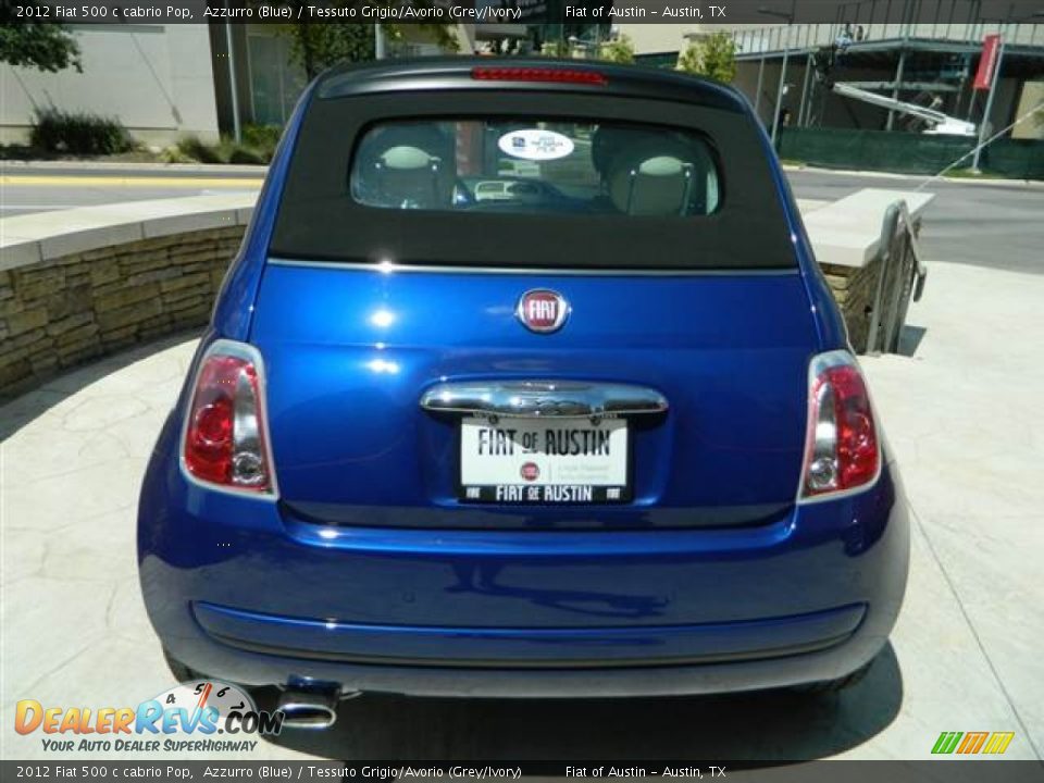 2012 Fiat 500 c cabrio Pop Azzurro (Blue) / Tessuto Grigio/Avorio (Grey/Ivory) Photo #3