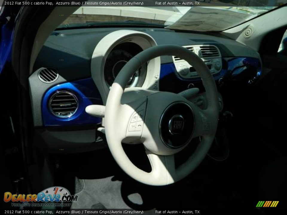 2012 Fiat 500 c cabrio Pop Azzurro (Blue) / Tessuto Grigio/Avorio (Grey/Ivory) Photo #7