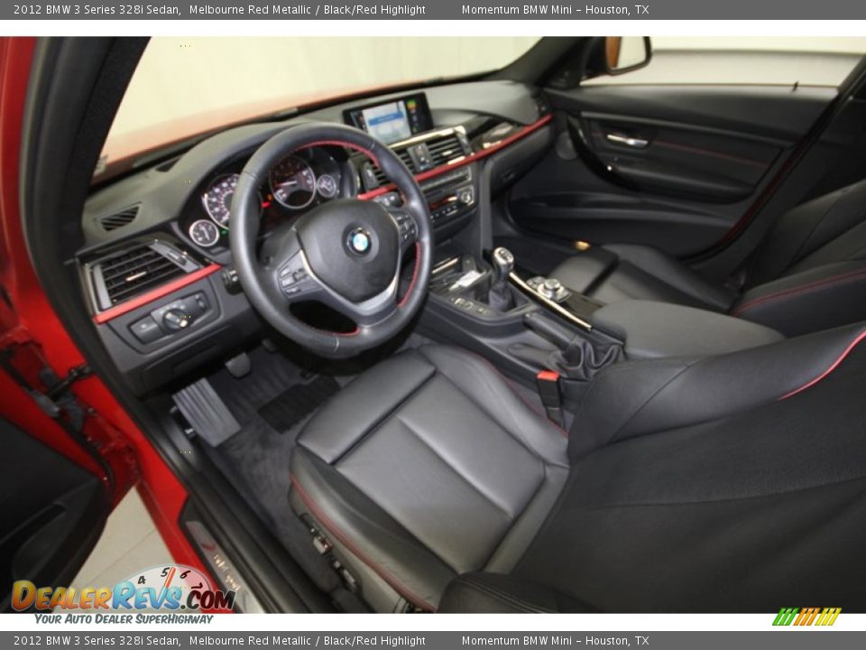 Black Red Highlight Interior 2012 Bmw 3 Series 328i Sedan