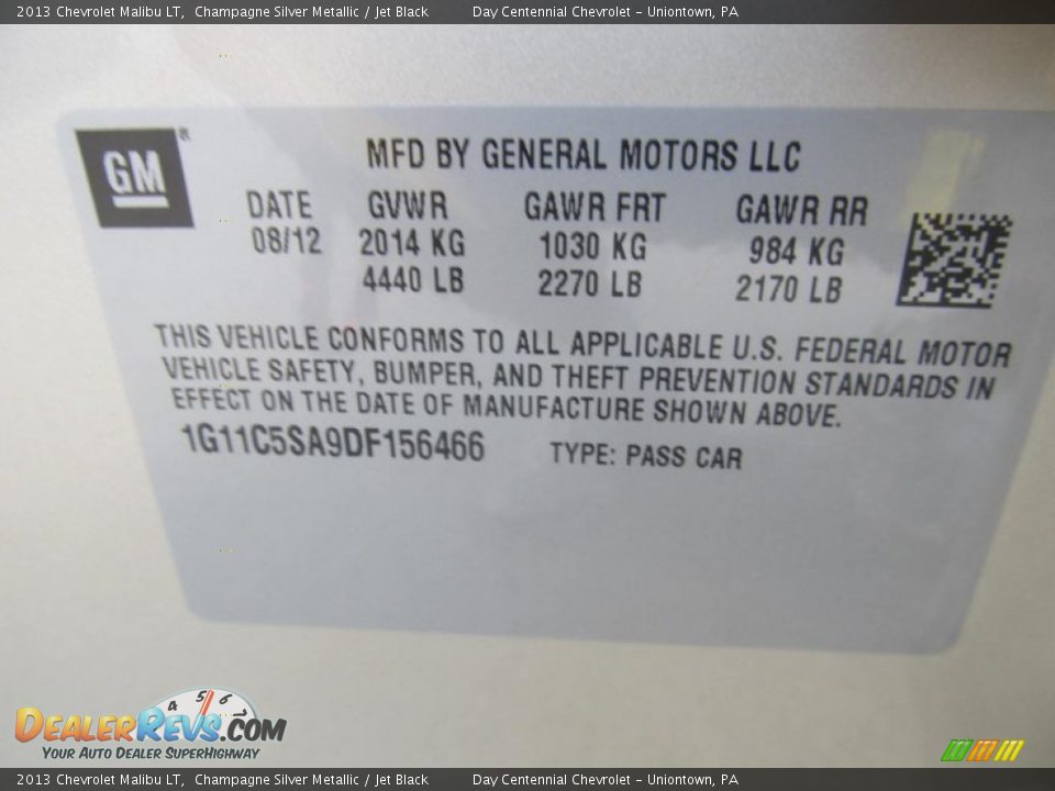2013 Chevrolet Malibu LT Champagne Silver Metallic / Jet Black Photo #19