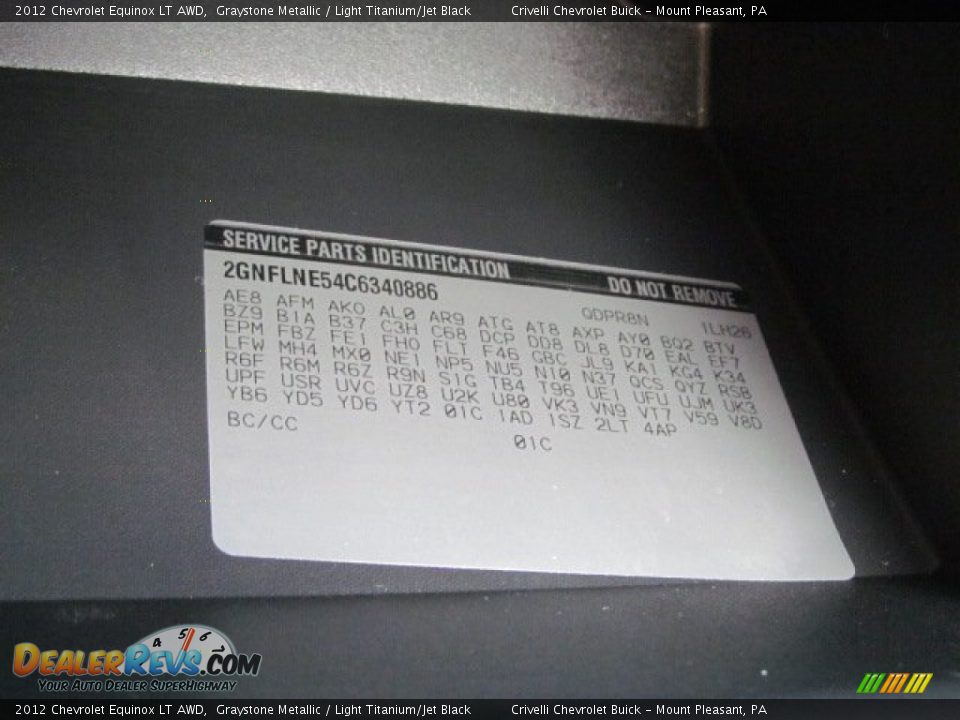 2012 Chevrolet Equinox LT AWD Graystone Metallic / Light Titanium/Jet Black Photo #34
