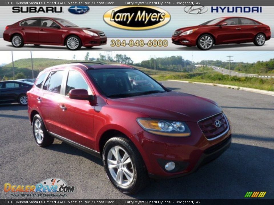 2010 Hyundai Santa Fe Limited 4WD Venetian Red / Cocoa Black Photo #1