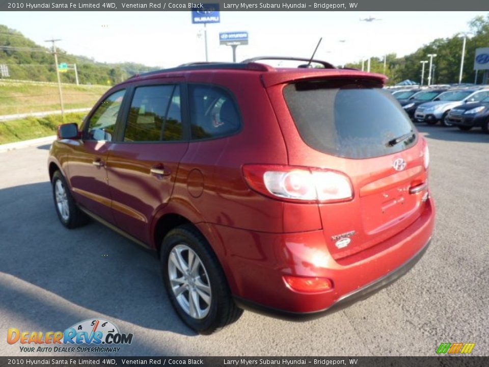 2010 Hyundai Santa Fe Limited 4WD Venetian Red / Cocoa Black Photo #5