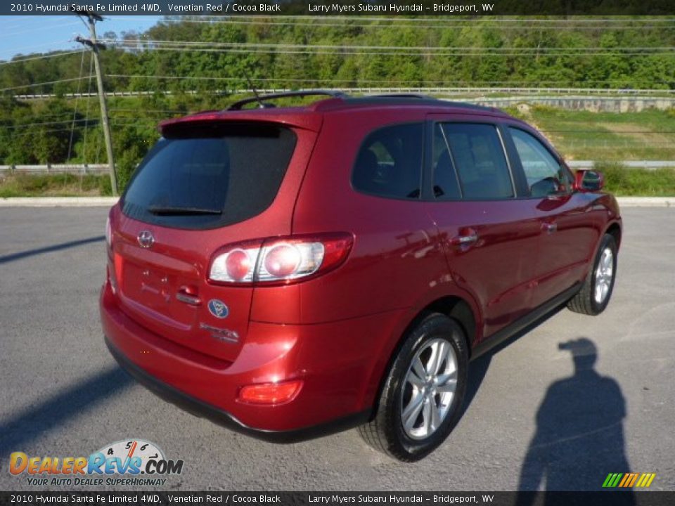 2010 Hyundai Santa Fe Limited 4WD Venetian Red / Cocoa Black Photo #7