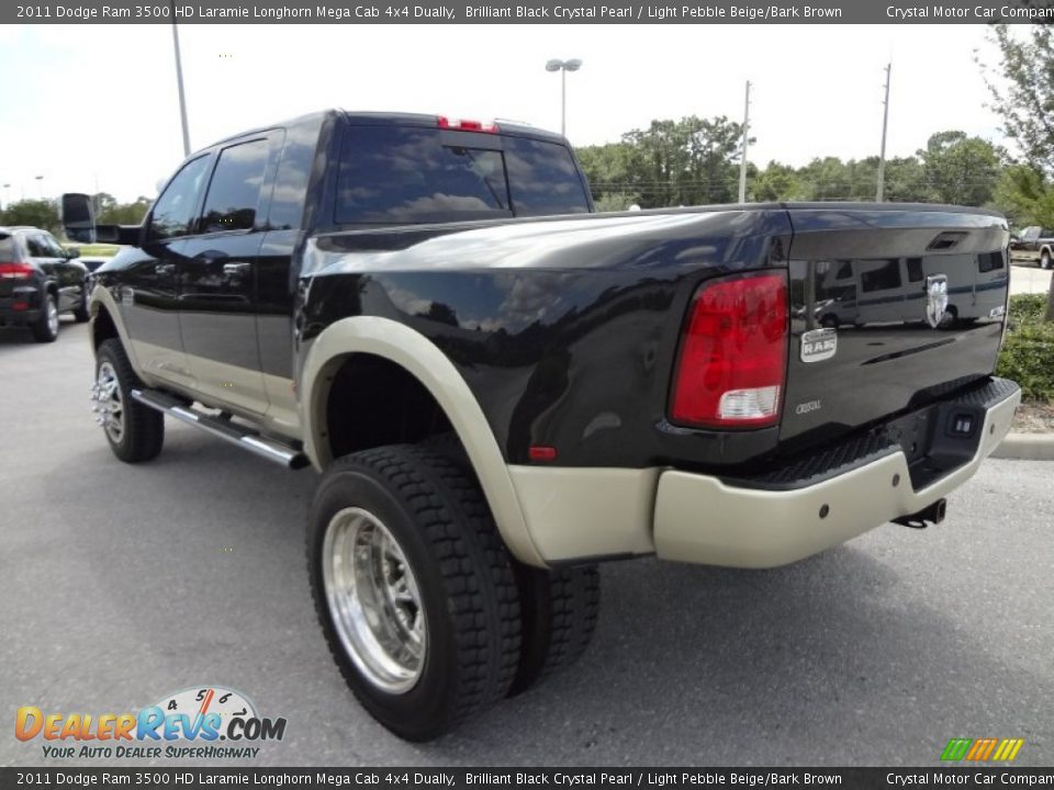 Brilliant Black Crystal Pearl 2011 Dodge Ram 3500 HD Laramie Longhorn Mega Cab 4x4 Dually Photo #3