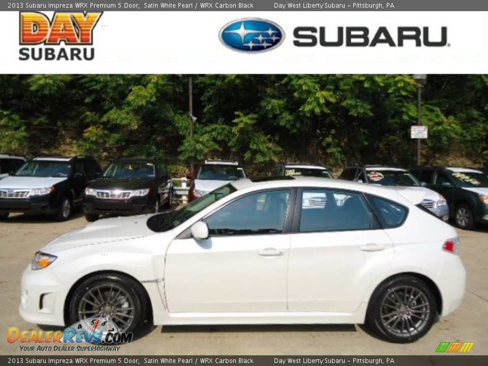 2013 Subaru Impreza WRX Premium 5 Door Satin White Pearl / WRX Carbon Black Photo #1