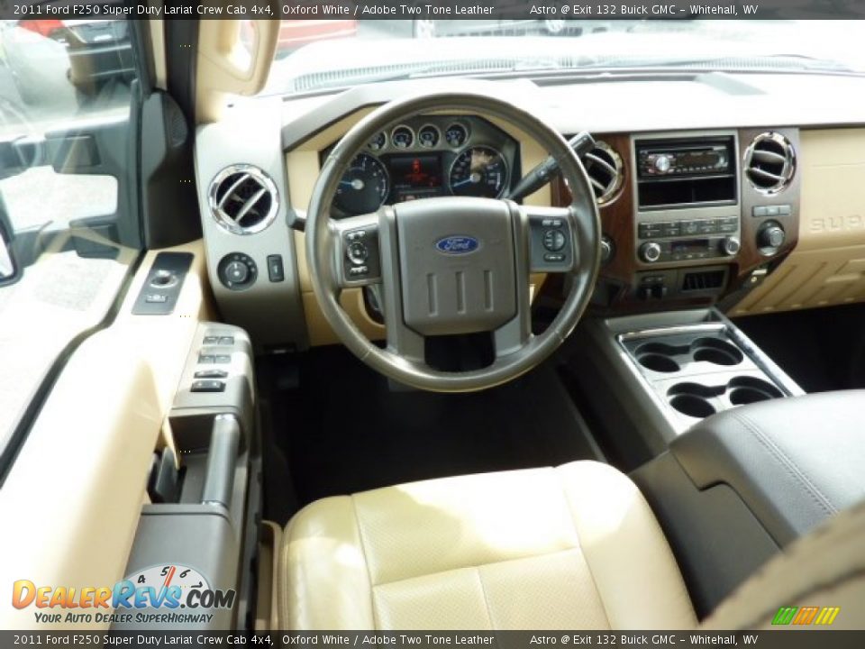 2011 Ford F250 Super Duty Lariat Crew Cab 4x4 Oxford White / Adobe Two Tone Leather Photo #15