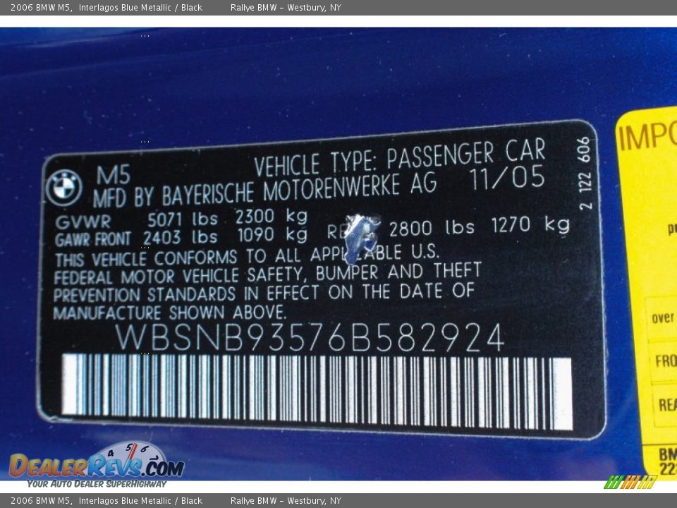 2006 BMW M5 Interlagos Blue Metallic / Black Photo #17