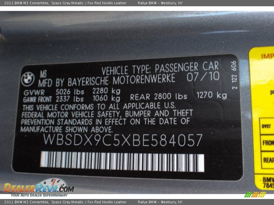 2011 BMW M3 Convertible Space Gray Metallic / Fox Red Novillo Leather Photo #19