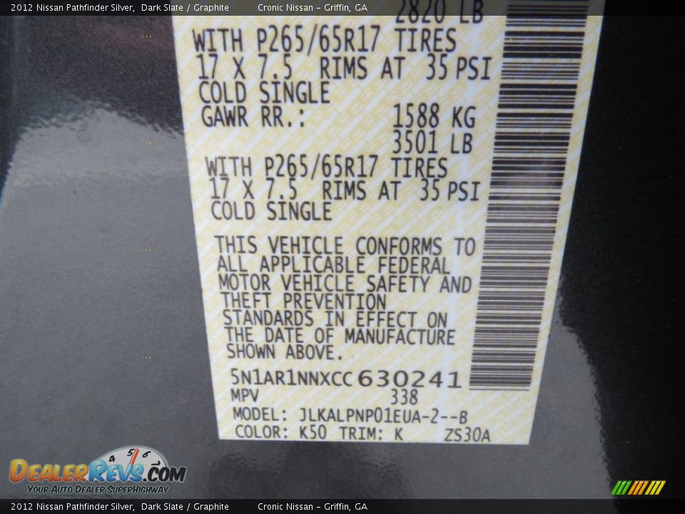 2012 Nissan Pathfinder Silver Dark Slate / Graphite Photo #18