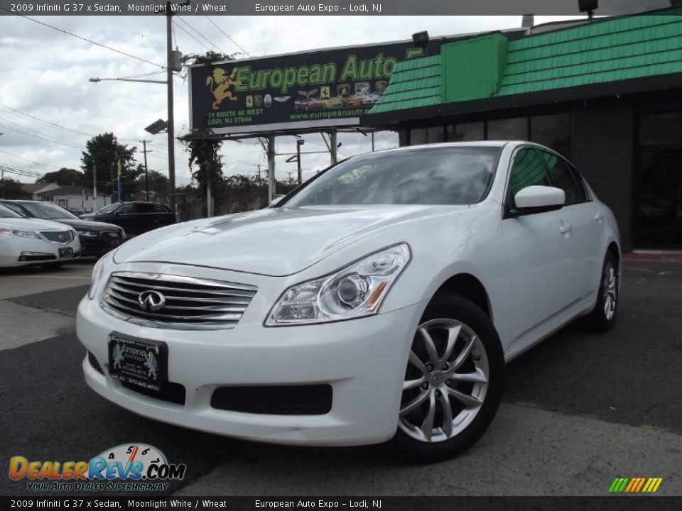 2009 Infiniti G 37 x Sedan Moonlight White / Wheat Photo #1