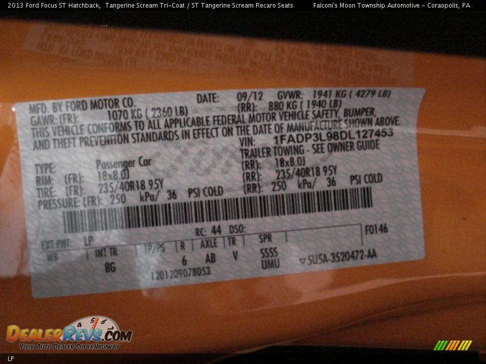 Ford Color Code LP Tangerine Scream Tri-Coat