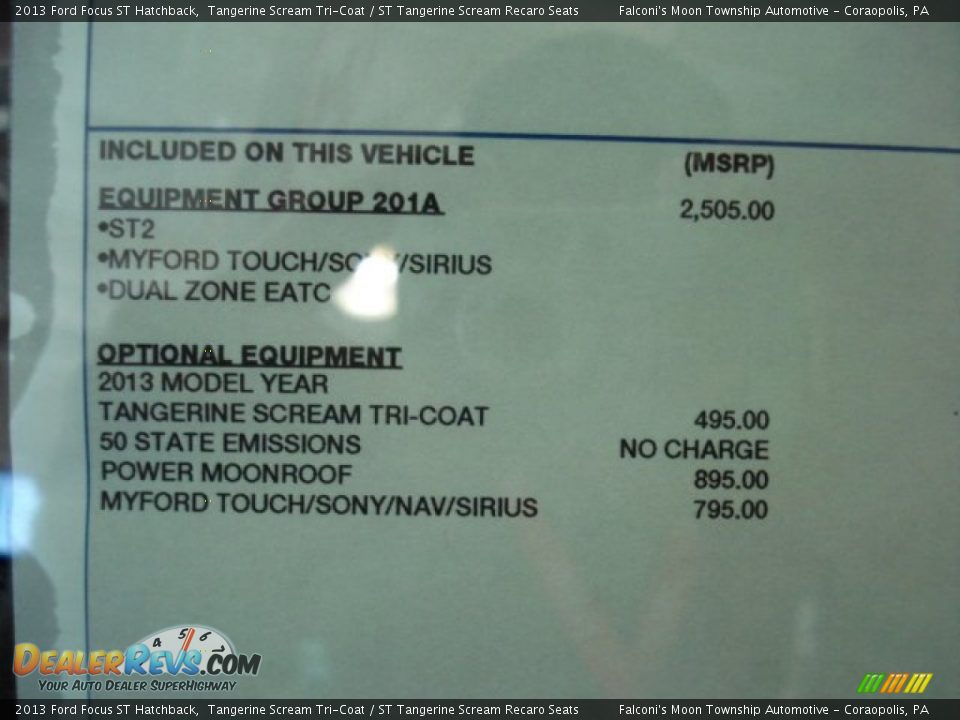 2013 Ford Focus ST Hatchback Window Sticker Photo #20