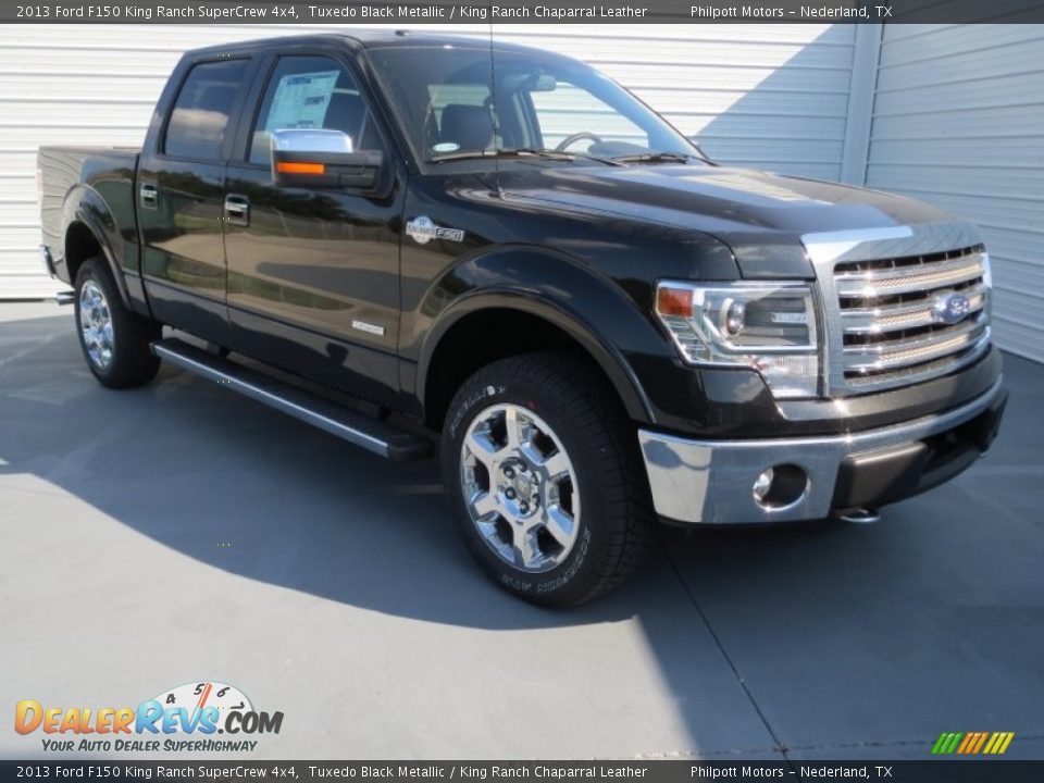 2013 Ford F150 King Ranch SuperCrew 4x4 Tuxedo Black Metallic / King Ranch Chaparral Leather Photo #1