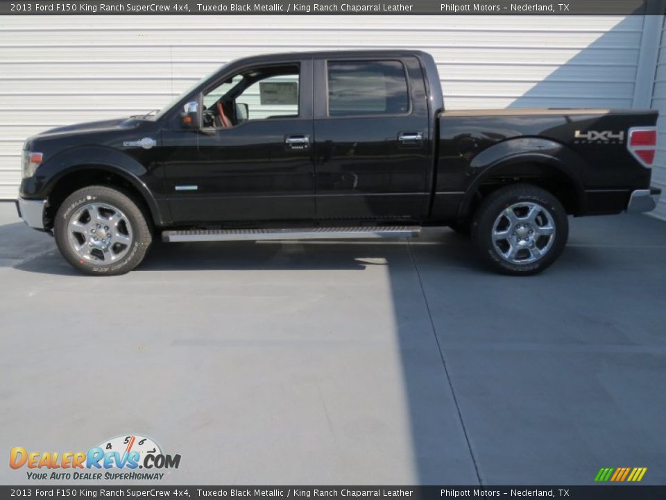 2013 Ford F150 King Ranch SuperCrew 4x4 Tuxedo Black Metallic / King Ranch Chaparral Leather Photo #5