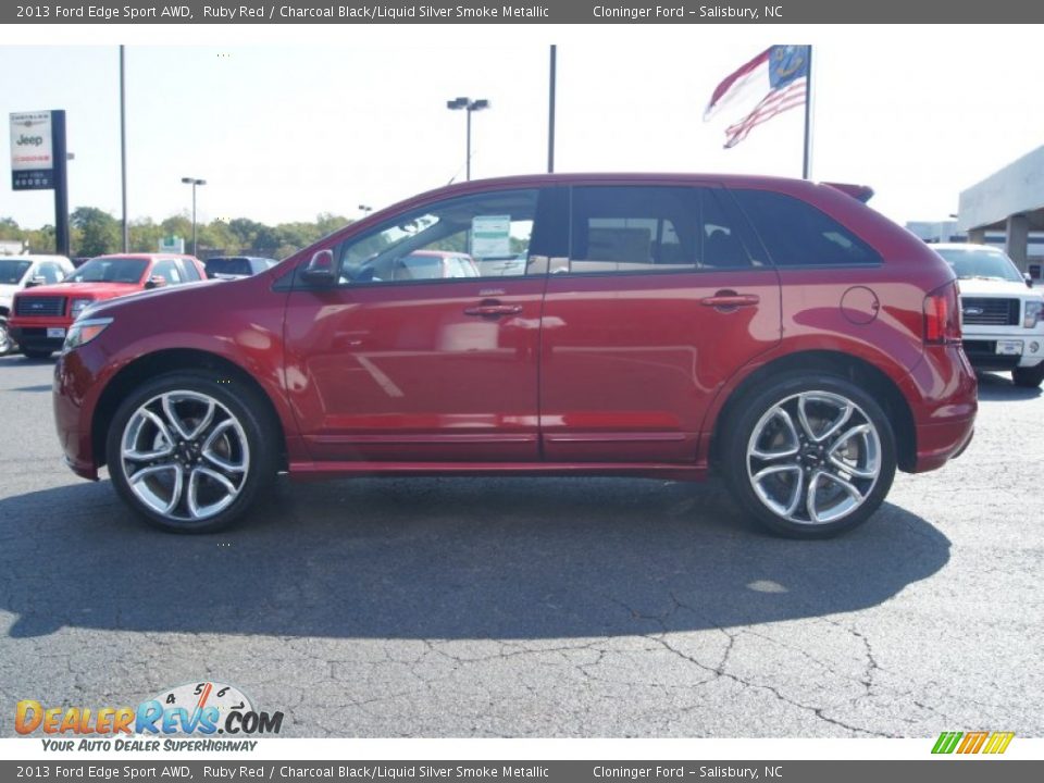 2013 Ford Edge Sport AWD Ruby Red / Charcoal Black/Liquid Silver Smoke Metallic Photo #5