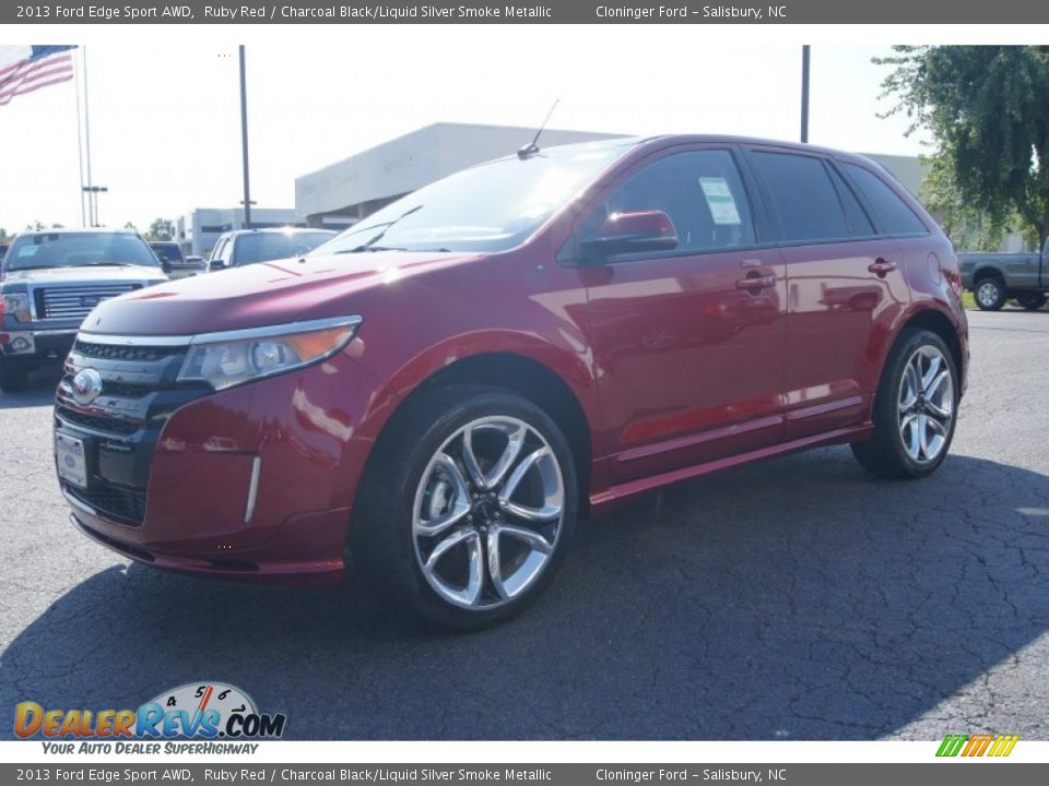 2013 Ford Edge Sport AWD Ruby Red / Charcoal Black/Liquid Silver Smoke Metallic Photo #6