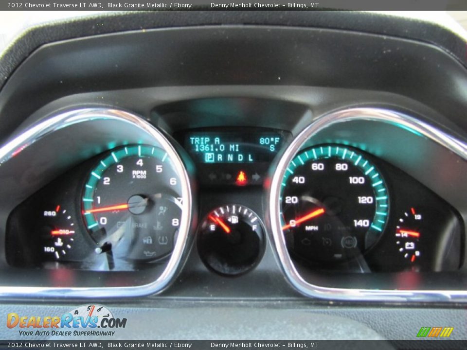 2012 Chevrolet Traverse LT AWD Black Granite Metallic / Ebony Photo #24