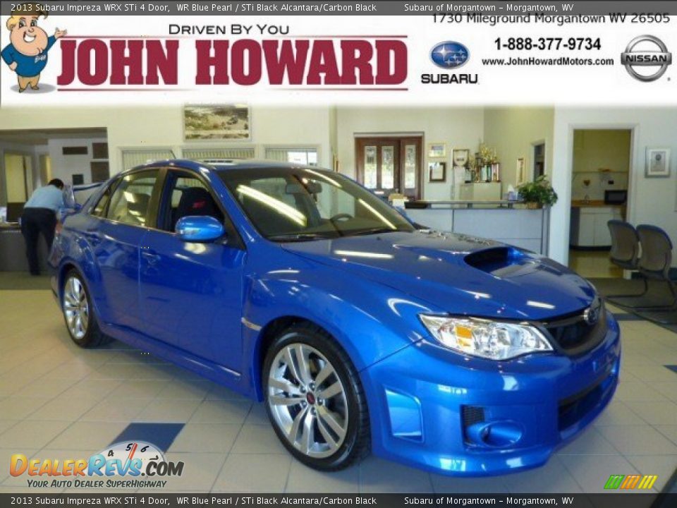 2013 Subaru Impreza WRX STi 4 Door WR Blue Pearl / STi Black Alcantara/Carbon Black Photo #1