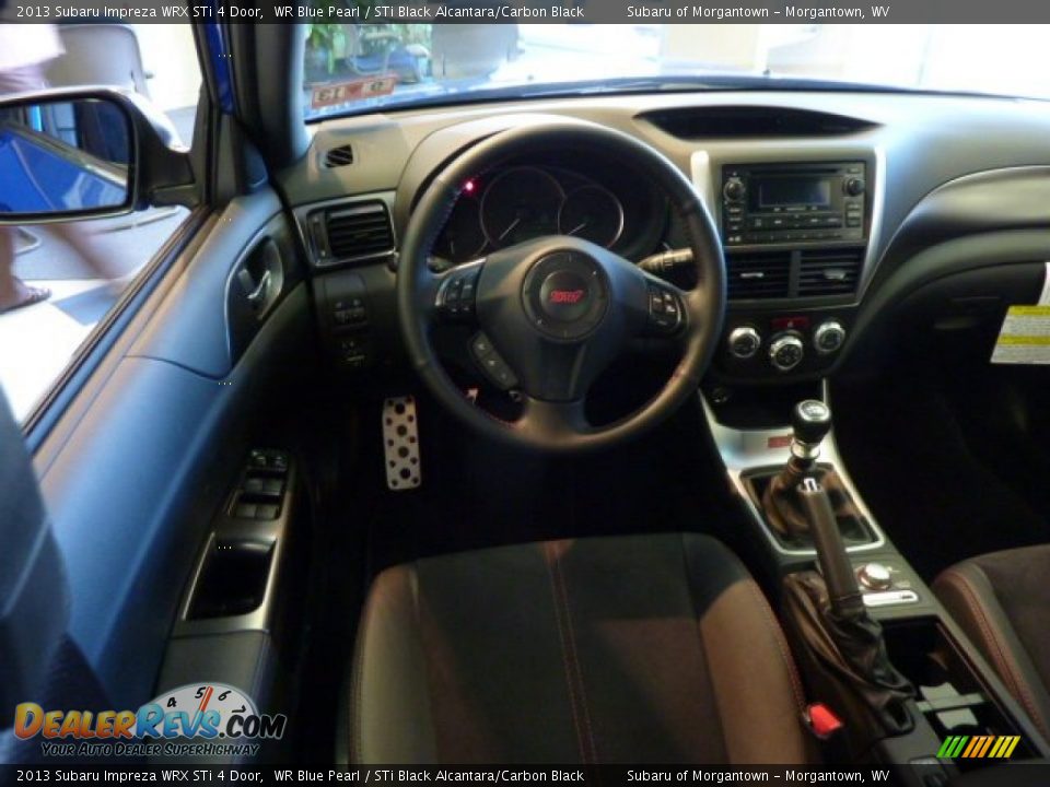 2013 Subaru Impreza WRX STi 4 Door WR Blue Pearl / STi Black Alcantara/Carbon Black Photo #14