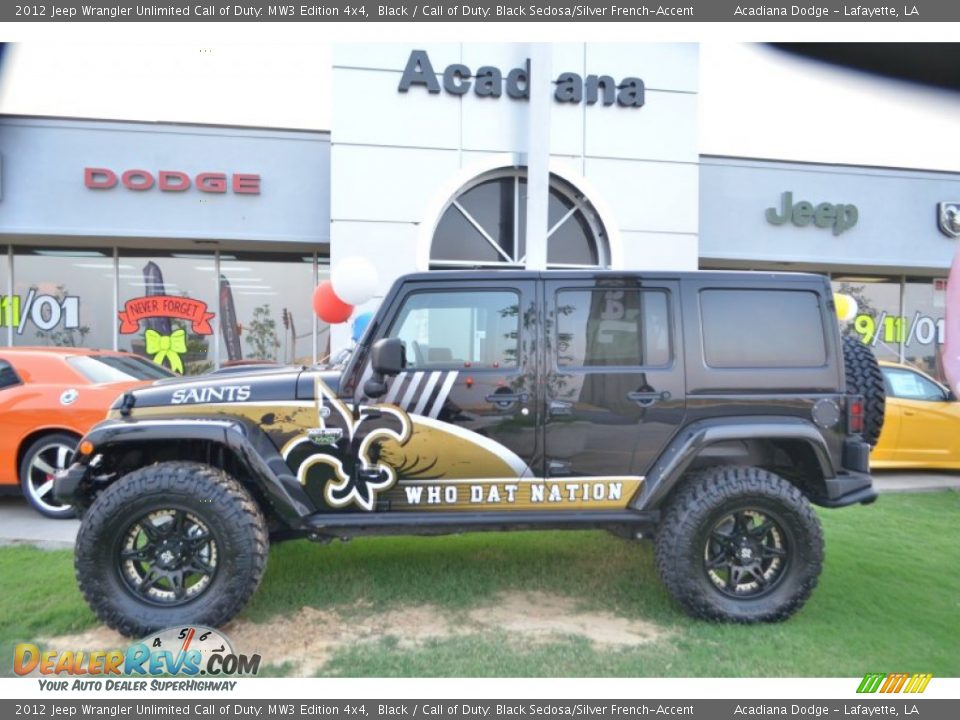 2012 Jeep Wrangler Unlimited Call of Duty: MW3 Edition 4x4 Black / Call of Duty: Black Sedosa/Silver French-Accent Photo #2