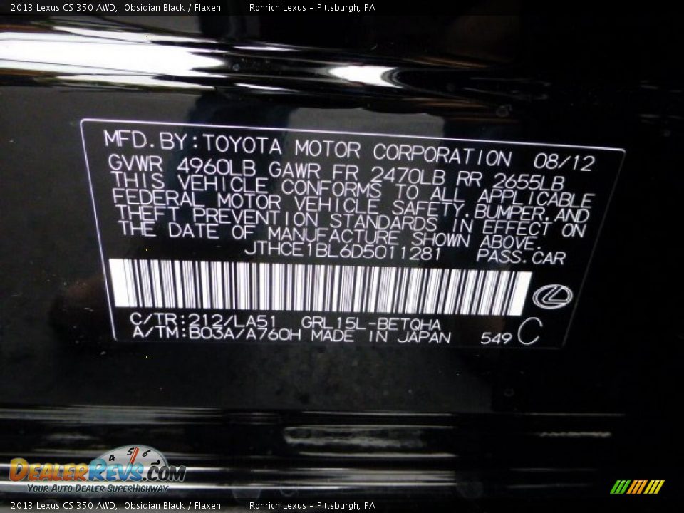 2013 Lexus GS 350 AWD Obsidian Black / Flaxen Photo #18