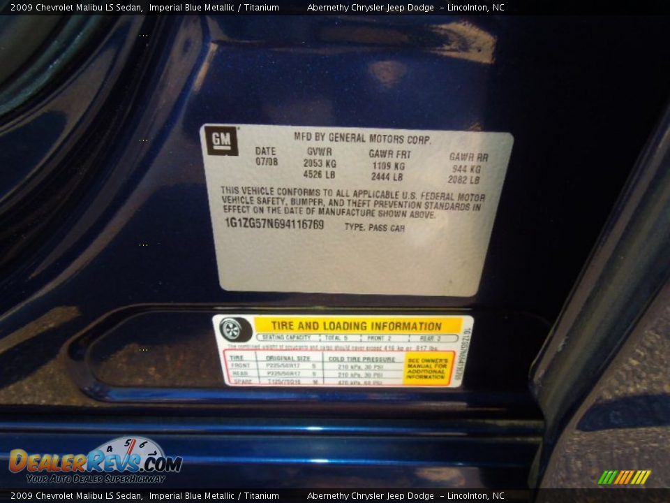 2009 Chevrolet Malibu LS Sedan Imperial Blue Metallic / Titanium Photo #7