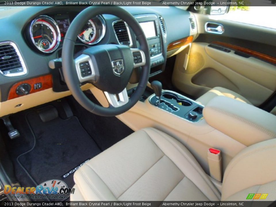 2013 Dodge Durango Citadel AWD Brilliant Black Crystal Pearl / Black/Light Frost Beige Photo #31