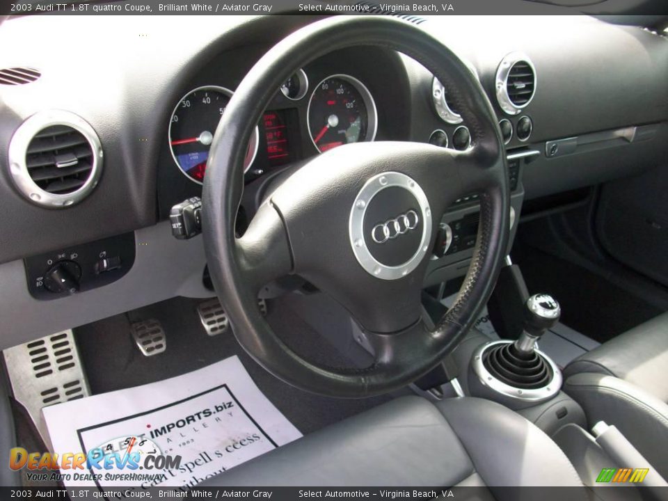 2003 Audi TT 1.8T quattro Coupe Brilliant White / Aviator Gray Photo #17