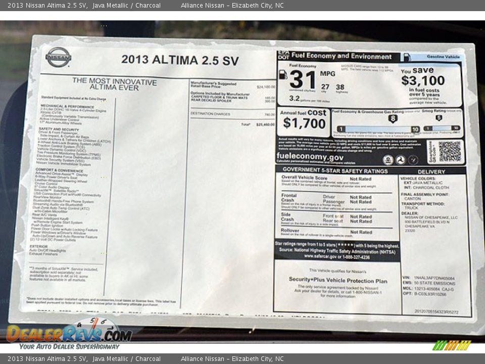 2013 Nissan Altima 2.5 SV Java Metallic / Charcoal Photo #6