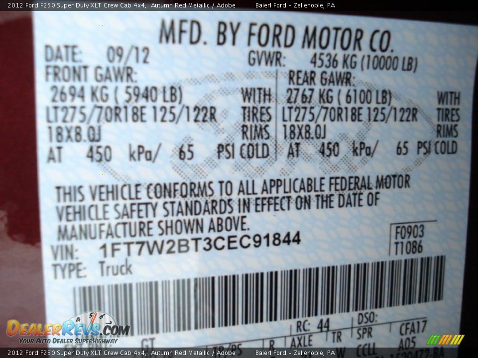 2012 Ford F250 Super Duty XLT Crew Cab 4x4 Autumn Red Metallic / Adobe Photo #20