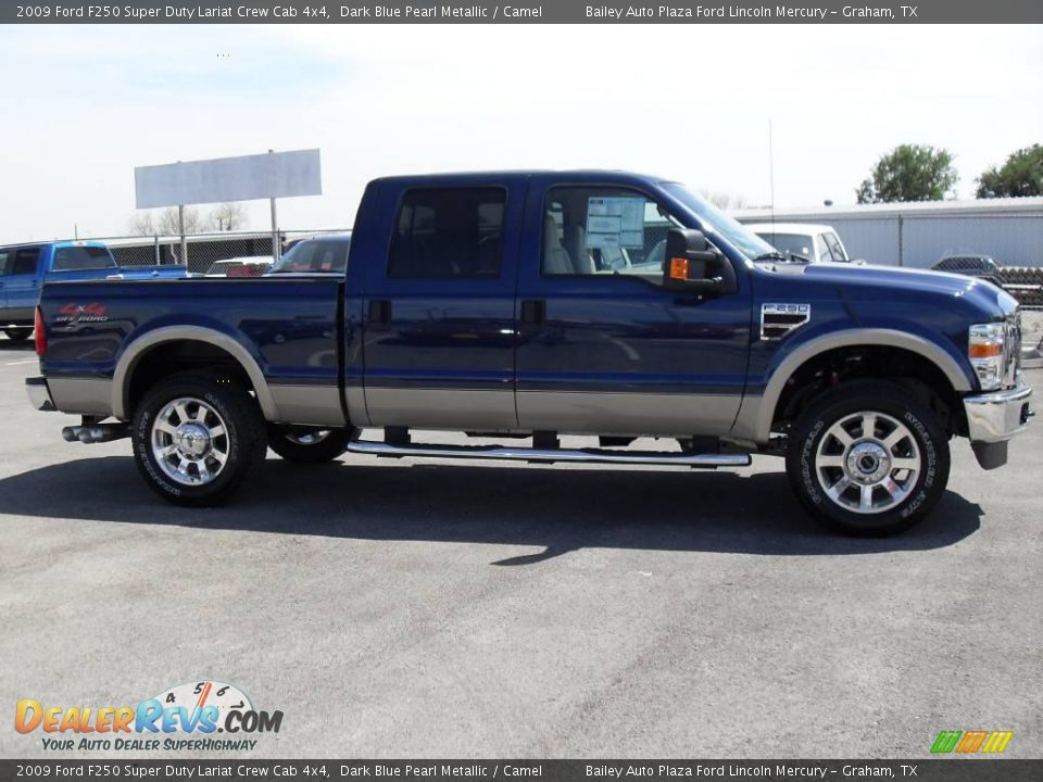 2009 Ford F250 Super Duty Lariat Crew Cab 4x4 Dark Blue Pearl Metallic / Camel Photo #5