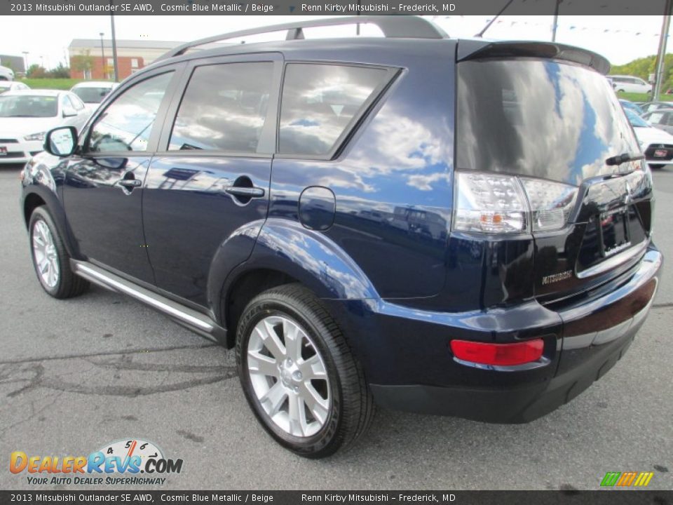 2013 Mitsubishi Outlander SE AWD Cosmic Blue Metallic / Beige Photo #3